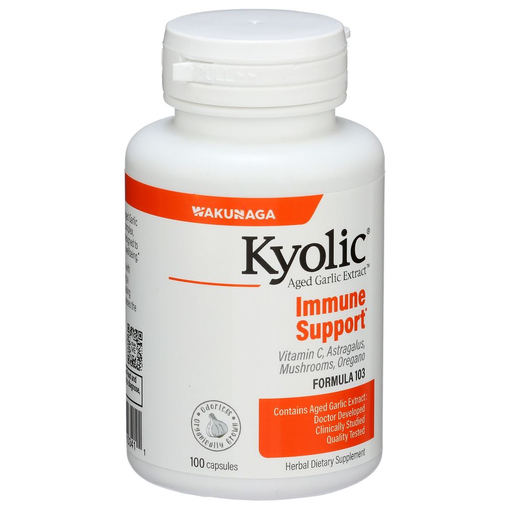 Kyolic Aged Garlic Extract Formula 103 Immune Support Dietary Supplement Capsules, 100 count