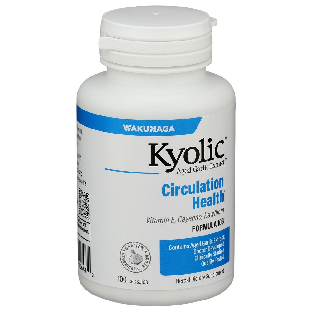 Kyolic Aged Garlic Extract Formula 106 Circulation Health Dietary Supplement Capsules, 100 count