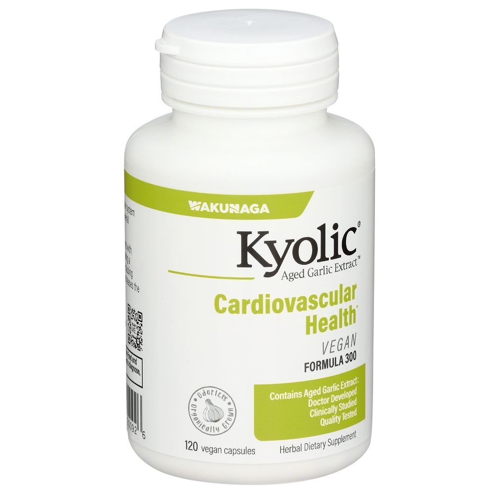 Kyolic Aged Garlic Extract Formula 300 Cardiovascular Health Dietary Supplement Vegan Capsules, 120 count