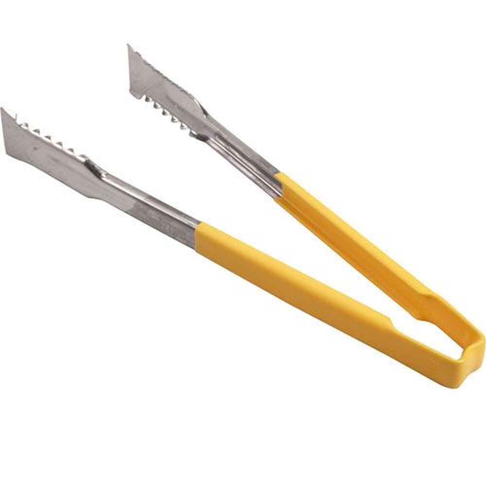 Vollrath 4791250 Stainless Steel Antimicrobial One Piece Tong With Versagrip Ends And Yellow Kool-touch Handle, 12 Inch Length