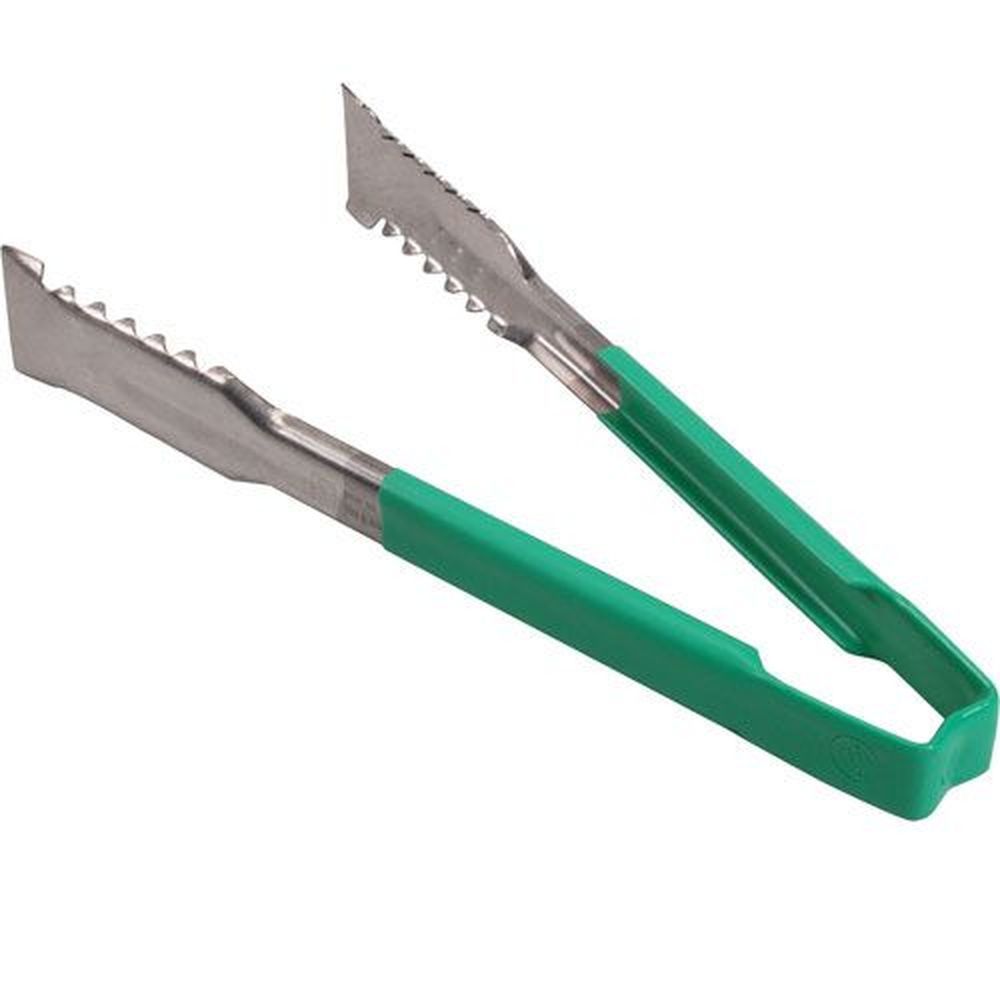 Vollrath 4790970 Stainless Steel One Piece Tong With Versagrip Ends And Green Kool-touch Handle, 9.5 Inch Length
