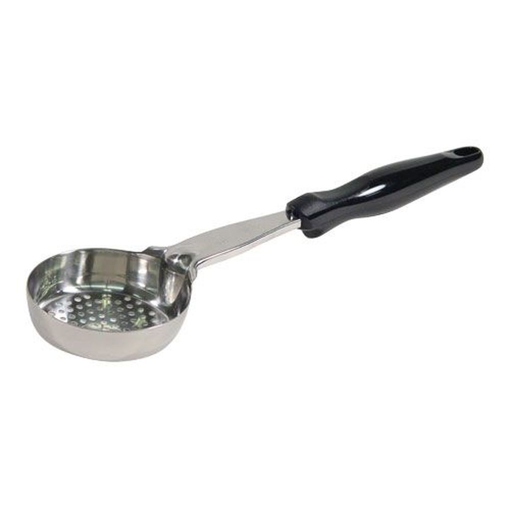 Vollrath 6432520 Heavy-Duty Stainless Steel Antimicrobial One-Piece Perforated Round Spoodle with Black Nylon Handle, 5 Ounce Capacity