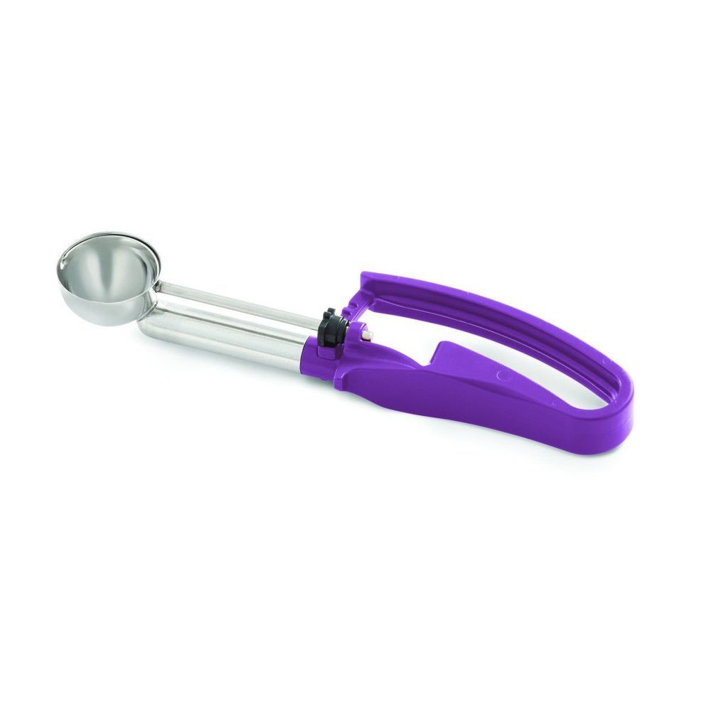 Vollrath 47378 Stainless Steel Number 40 Extended Length Disher With Orchid Squeeze Handle, 0.72 Ounce Capacity