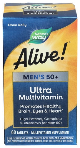 Natures Way Alive Once Daily Mens 50 Plus Ultra Potency Multi Vitamin Tablet - 60 count per pack