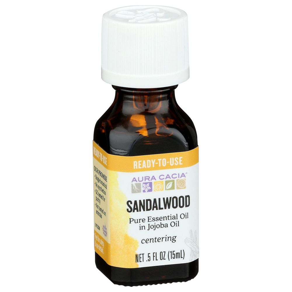 Aura Cacia Sandalwood Essential Oil in Jojoba Oil, 0.5 Ounce