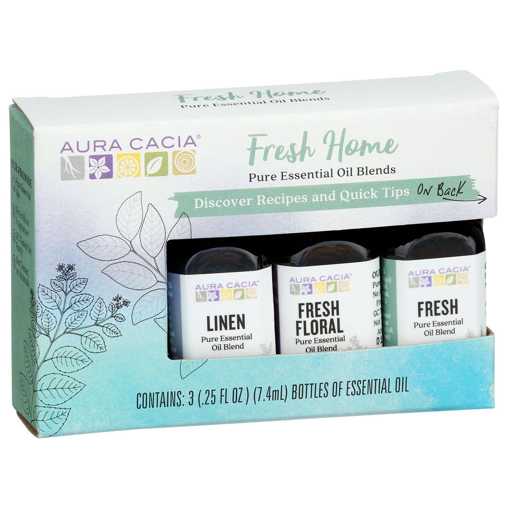 Aura Cacia 0.25 Ounce Fresh Home Essential Oil Kit, 3 count