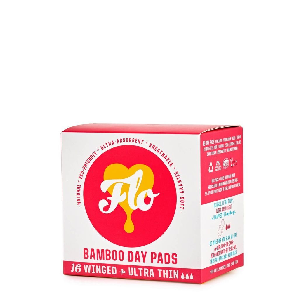 Flo Winged Ultra Thin Bamboo Day Pads, 16 Count -- 8 Per Case