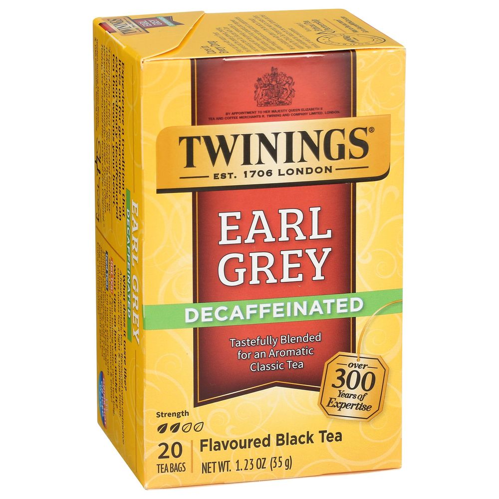 Twinings Decaffeinated Earl Grey Black Tea, 20 tea bags -- 6 per case