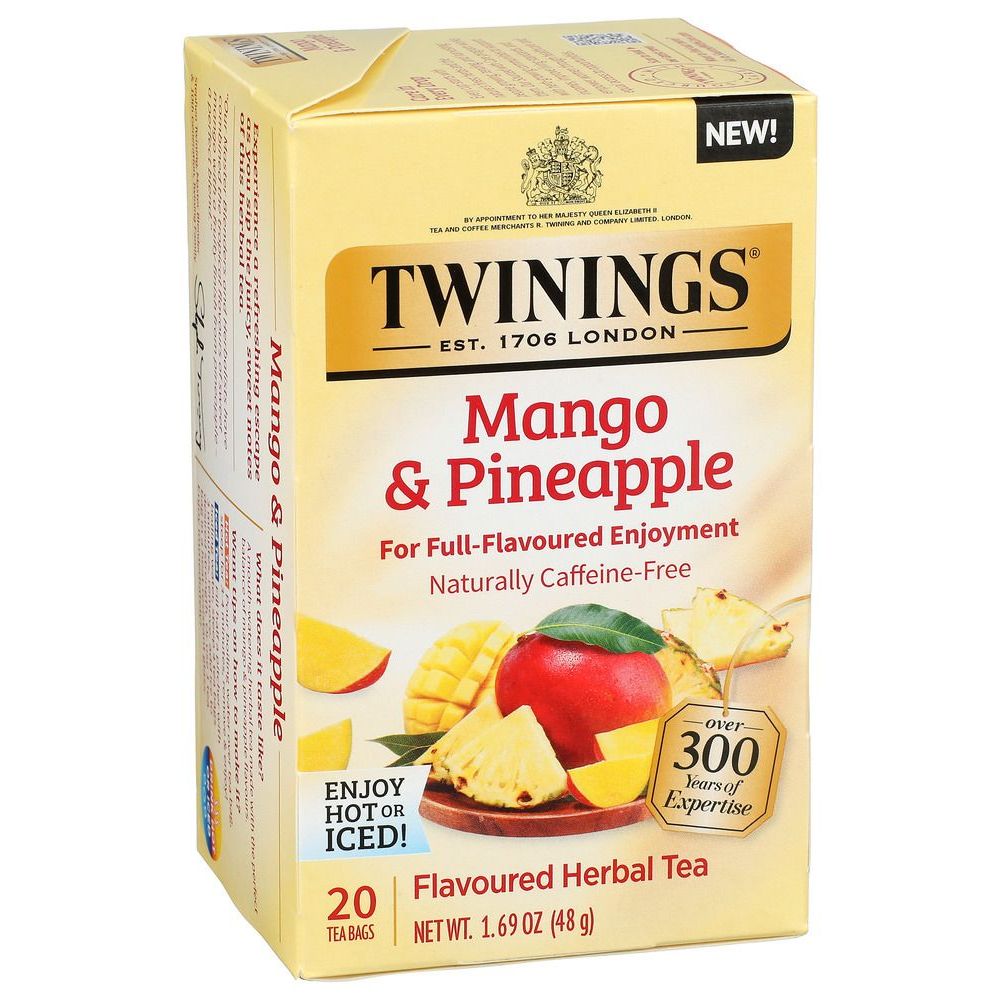 Twinings Mango and Pineapple Flavored Herbal Tea, 20 tea bags -- 6 per case