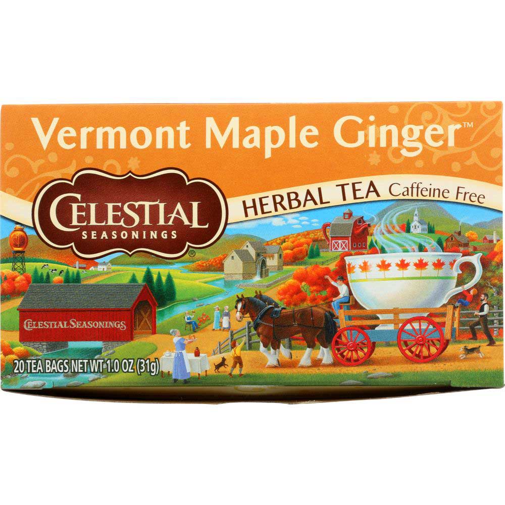 Celestial Seasonings Vermont Maple Ginger Herbal Tea - 20 tea bag per pack -- 6 packs per case