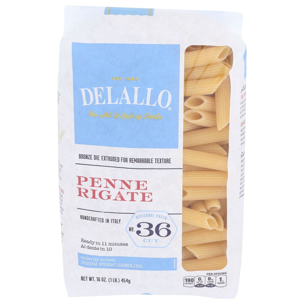 Delallo Number 36 Penne Rigate Pasta, 16 Ounce -- 8 per case