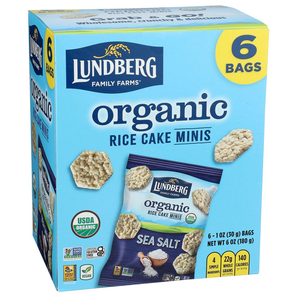 Lundberg Family Farms Organic Sea Salt Mini Rice Cake, 6 Ounce -- 4 per case