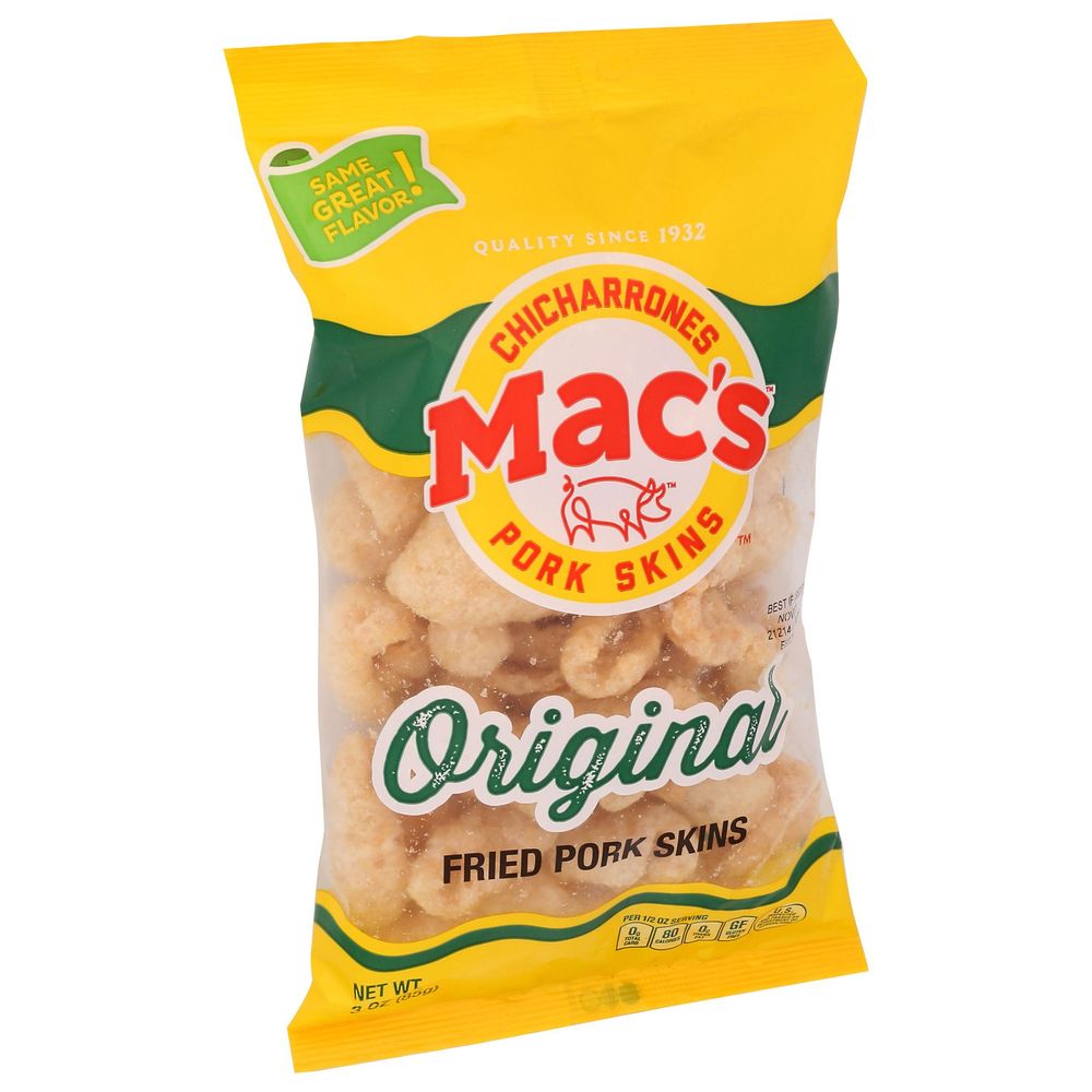 Macs Original Fried Pork Skins, 3 Ounce -- 12 per case