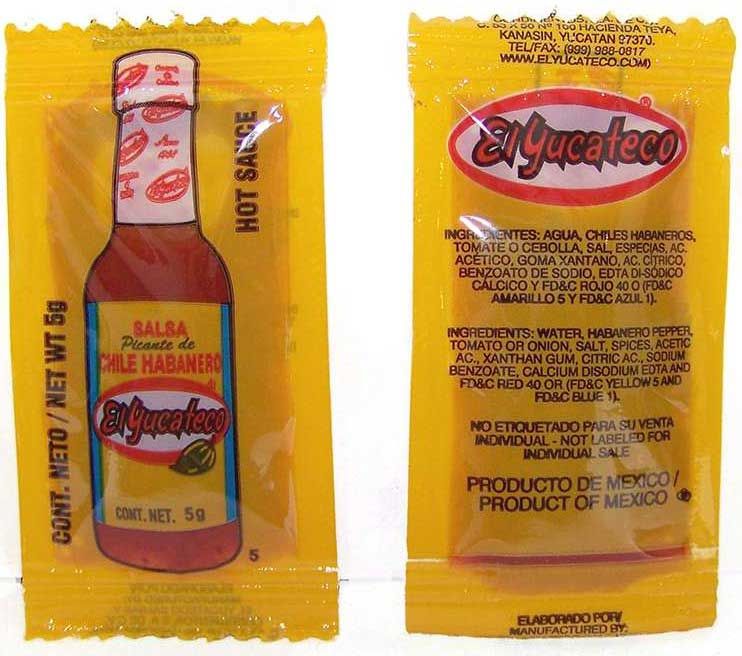 El Yucateco Red Habanero Sauce, 5 Gram -- 300 Per Case
