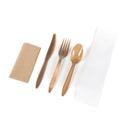 The Sustainable Agave Brown Cutlery Kit - with Napkin Wrapped in Paper, 250 count