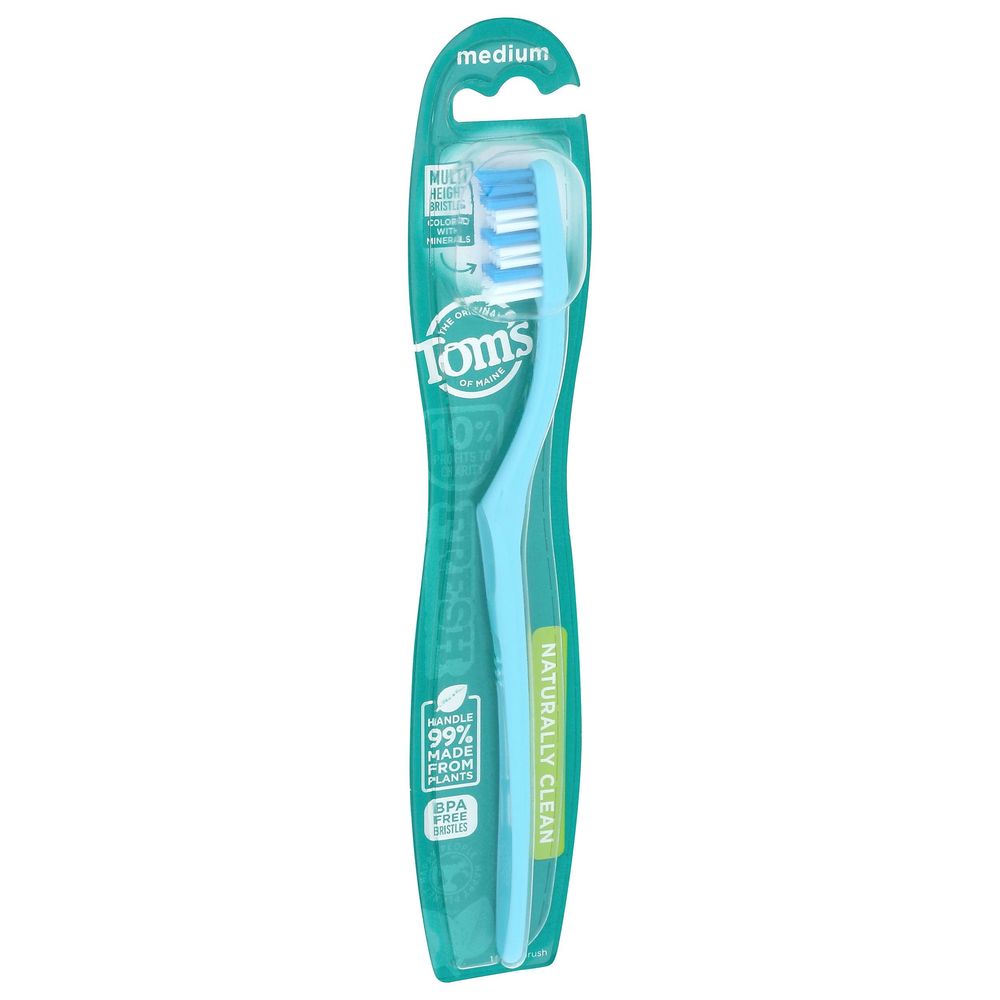 Toms Of Maine Naturally Clean Medium Adult Toothbrush, 6 count -- 6 per case