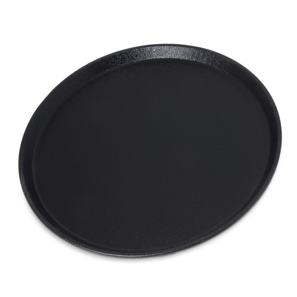 Carlisle 1400GR2004 GripLite Polypropylene 2 Round Black Serving Tray, 14 inch