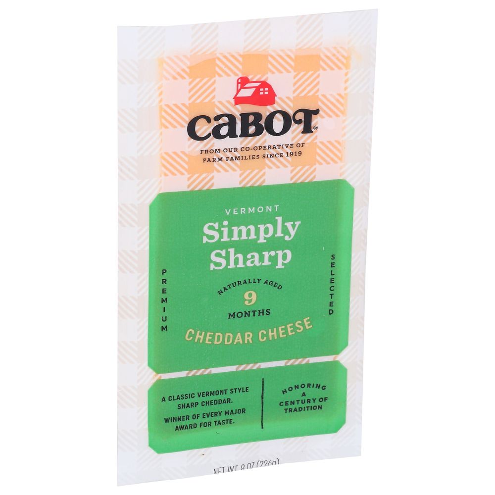 Cabot Vermont Simply Sharp Yellow Cheddar Cheese Bar, 8 Ounce -- 12 per case