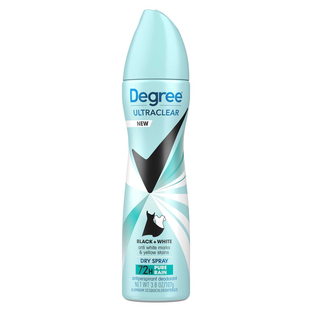 Degree Ultraclear Pure Rain Black Plus White Antiperspirant Deodorant Dry Spray For Women, 3.8 Ounce -- 12 Per Case