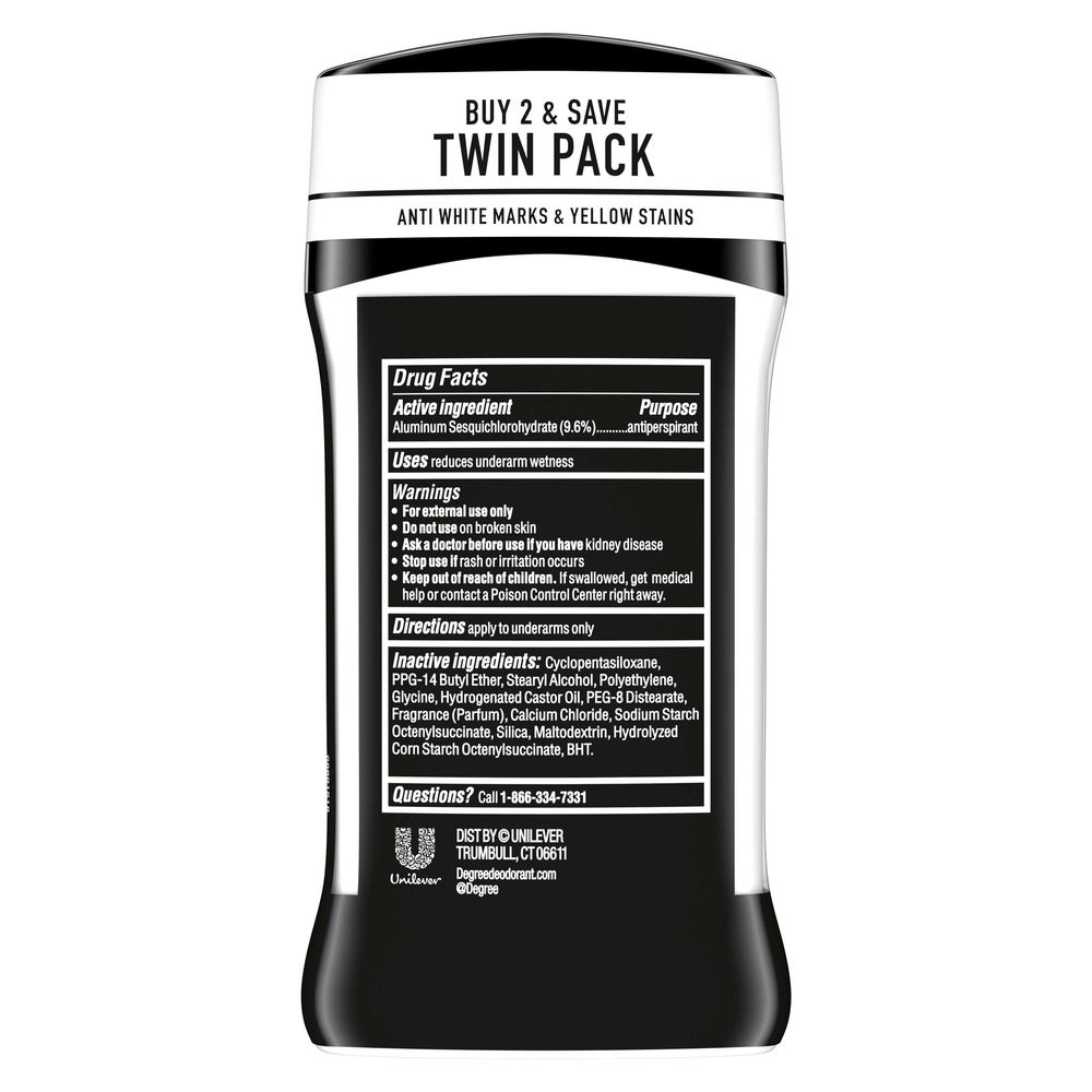 Degree Men UltraClear Black Plus White Antiperspirant Deodorant - Twin Pack, 5.4 Ounce -- 6 per case