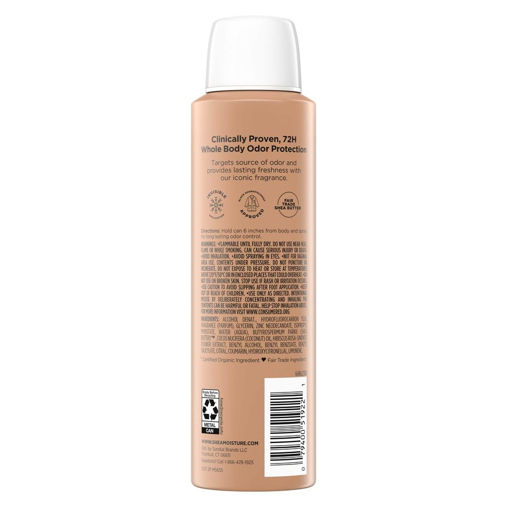 Shea Moisture Fresh Coconut and Hibiscus Whole Body Deodorant Spray, 4 Ounce -- 12 per case