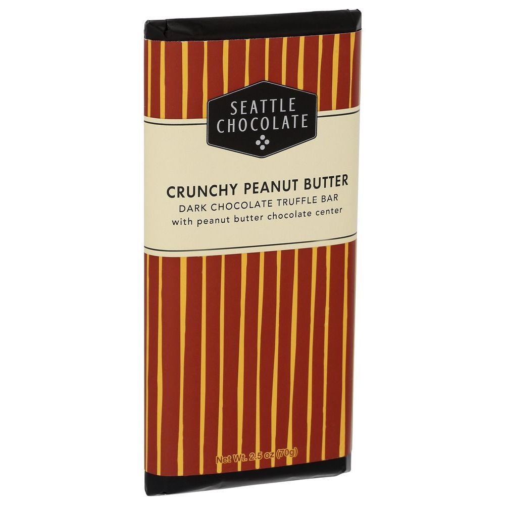 Seattle Chocolate Crunchy Peanut Butter Dark Chocolate Truffle Bar, 2.5 Ounce -- 12 Per Case