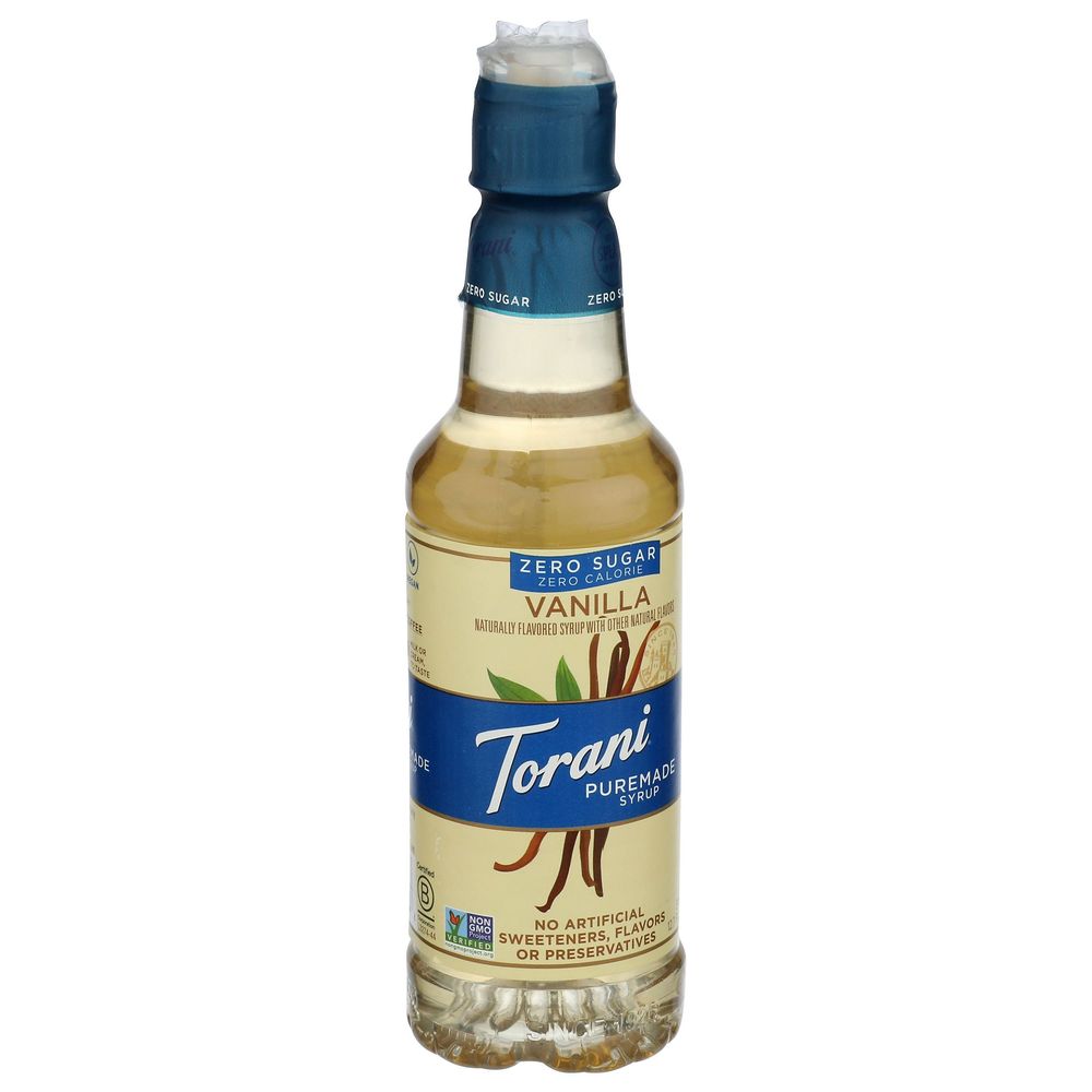 Torani Zero Sugar Vanilla Puremade Syrup, 375 Milliliter -- 4 per case