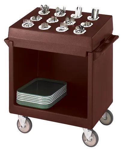 Cambro Dark Brown Cart And Cutlery Rack Combination, 38 1/8 X 22 3/4 X 41 1/4 Inch
