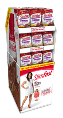 Slimfast Advanced Creamy Chocolate and Vanilla Cream Meal Replacement Shake - 1/4 Pallet Display -- 144 per case.