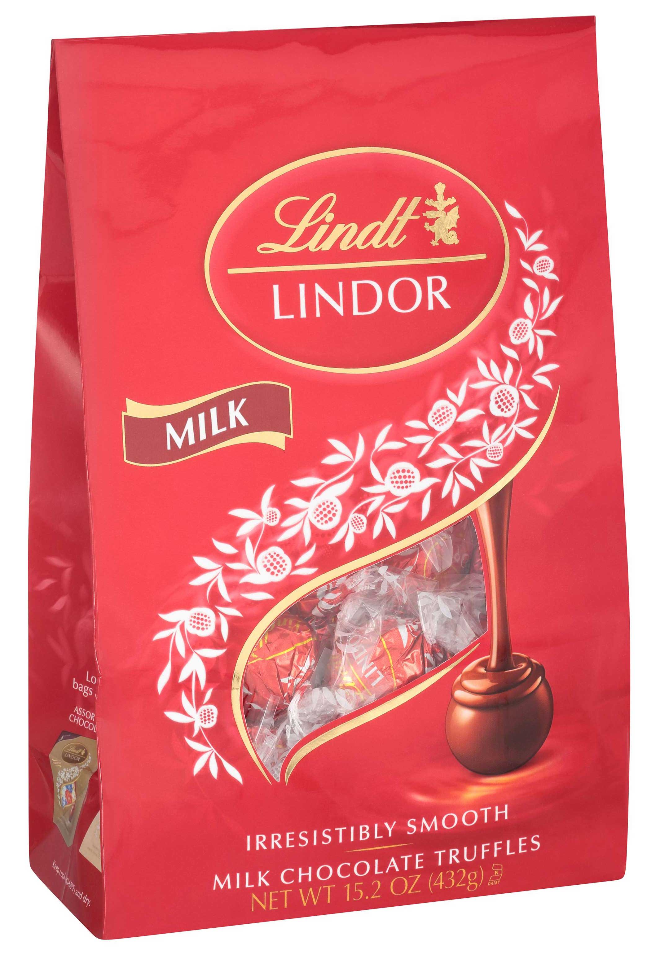 Lindt and Sprungli Lindor Milk Chocolate Truffles, 15.2 Ounce Bag -- 6 per case