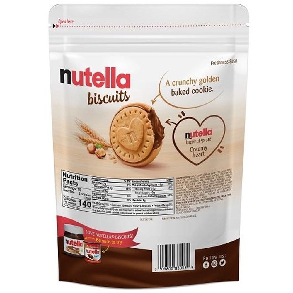 Nutella Biscuits - Cookies Filled with Nutella Hazelnut Spread, 9.7 Ounce -- 12 per case