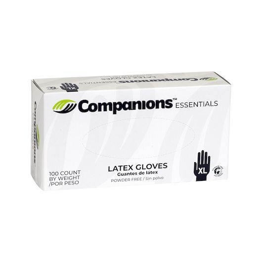 Companions Essentials Extra Large Powder Free Latex Glove, 100 Count -- 10 Per Case