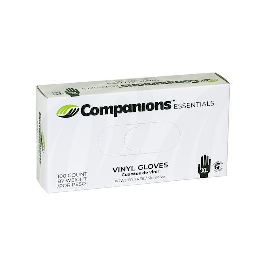 Companions Essentials Extra Large Powder Free Vinyl Gloves, 100 Count -- 10 Per Case