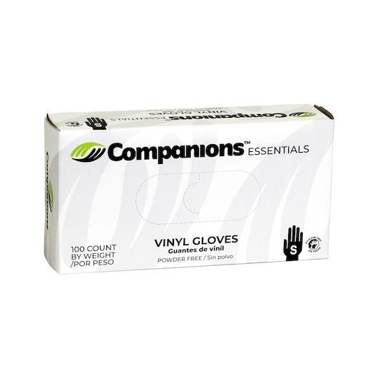Companions Essentials Small Powdered Free Vinyl Gloves, 100 Count -- 10 Per Case