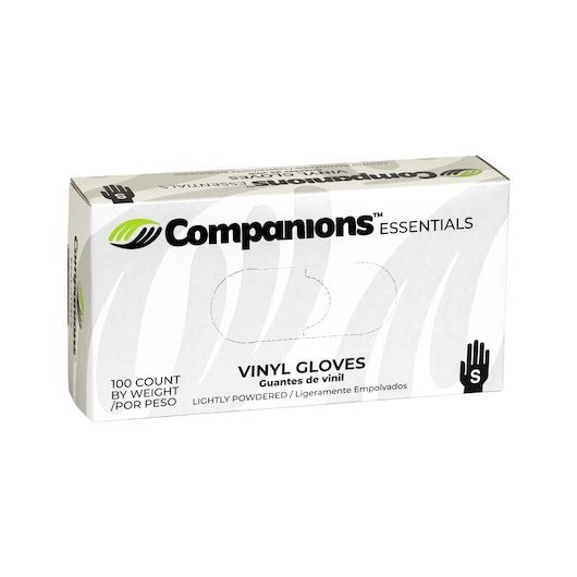 Companions Essentials Small Powdered Vinyl Gloves, 100 count -- 10 per case