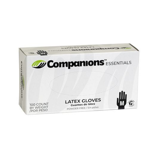 Companions Essentials Medium Powder Free Latex Gloves, 100 Count -- 10 Per Case