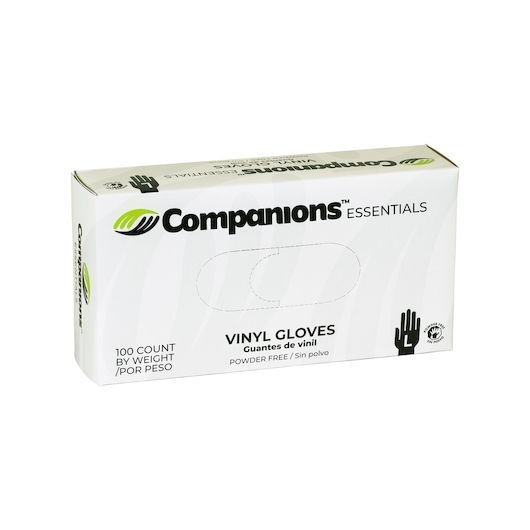 Companions Essentials Large Powder Free Vinyl Gloves, 100 Count -- 10 Per Case