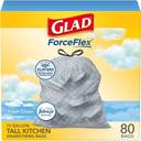 Glad Forceflex Fresh Clean OdorShield Tall Kitchen Drawstring Bag, 80 count -- 3 per case