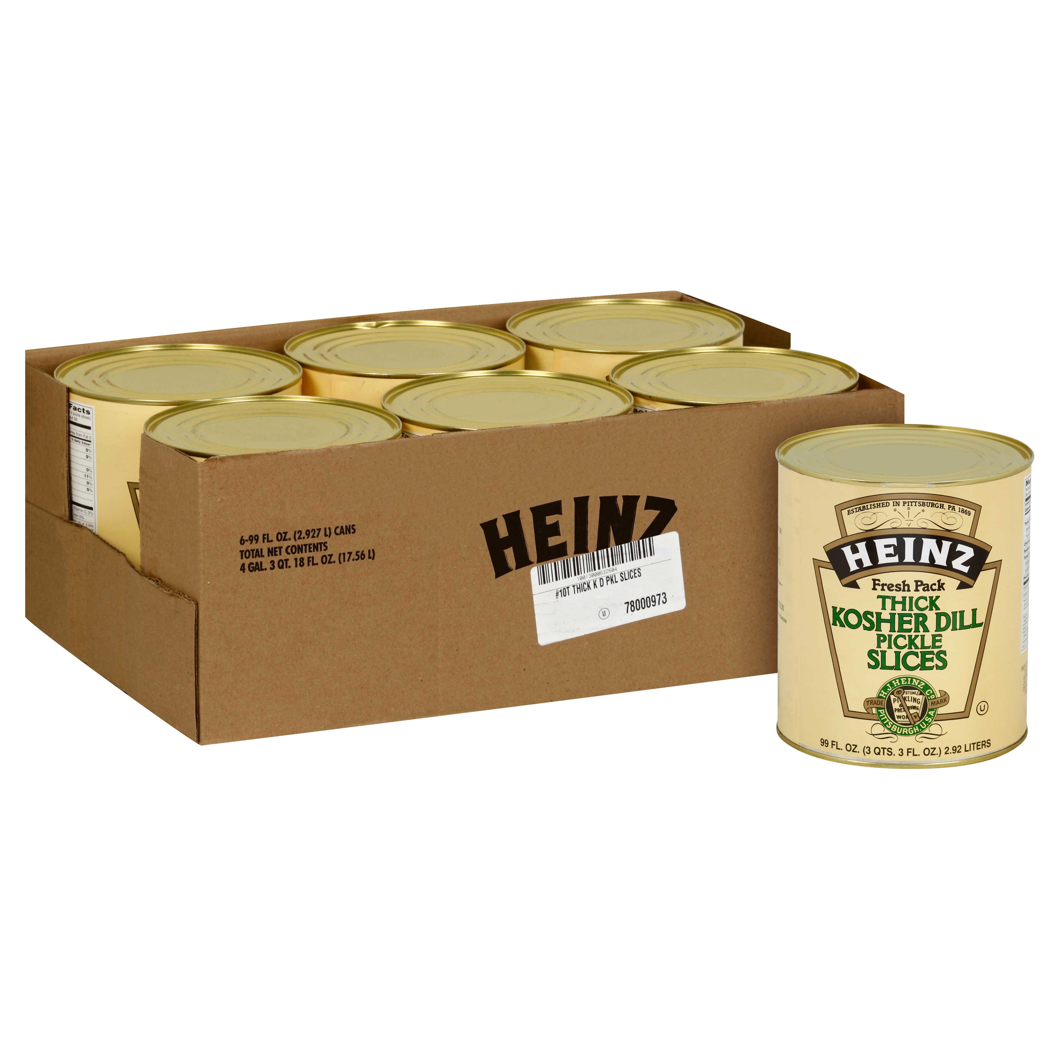Heinz Pickle Kosher Dill Thick Slice Crinkle Cut, 99 Fluid Ounce -- 6 Case