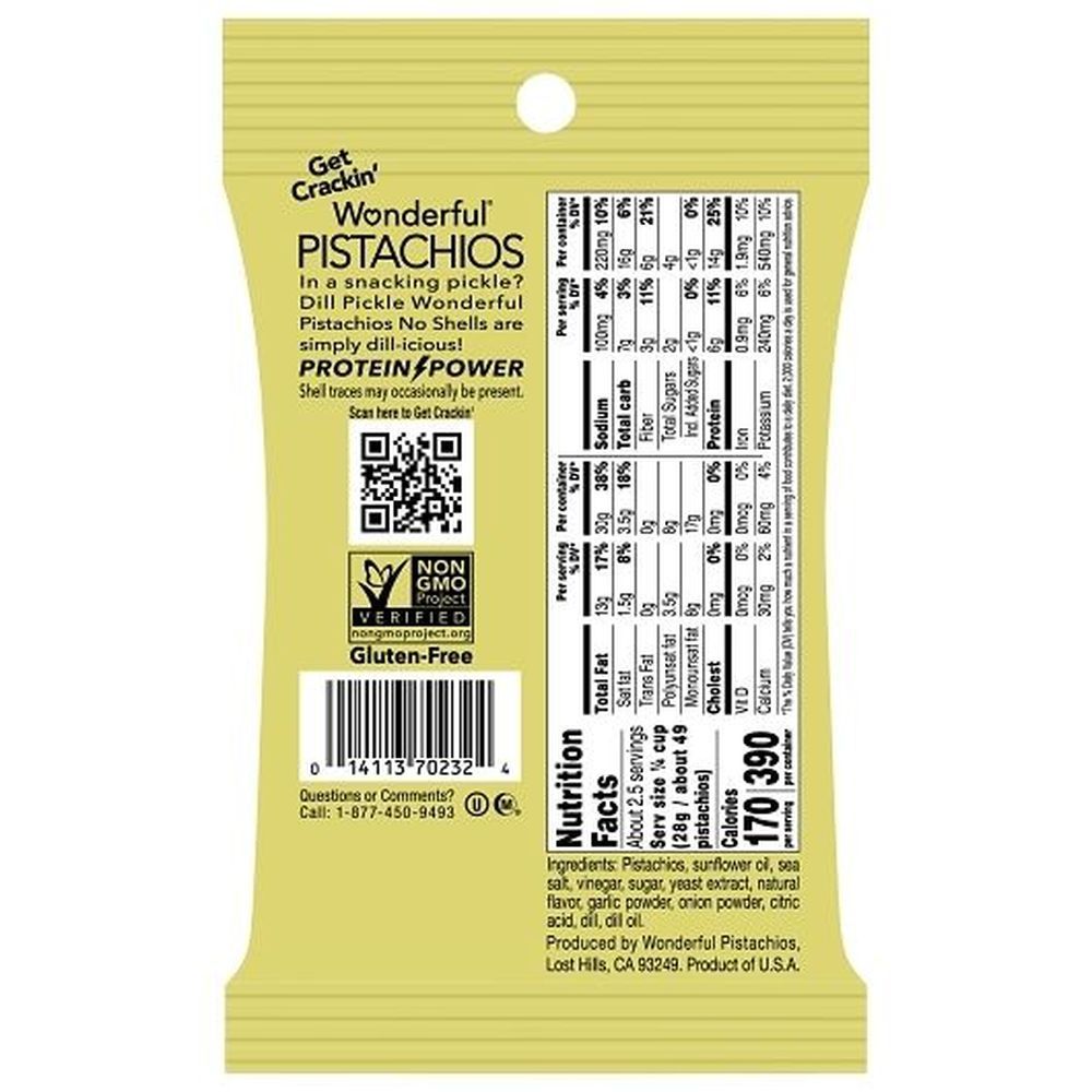 Wonderful Dill Pickle No Shell Pistachios, 2.25 Ounce -- 24 Per Case