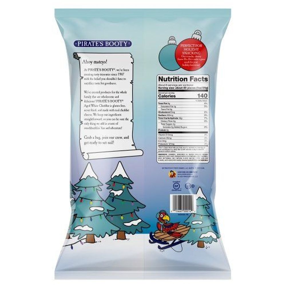 Pirates Booty Snowflake Shaped White Cheddar Cheese Puffs, 8 Ounce -- 6 per case