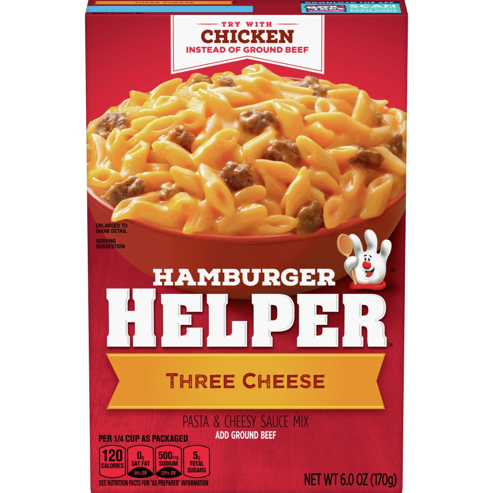 Hamburger Helper Three Cheese, 6 Ounce -- 12 per case.