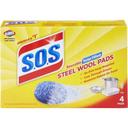 SOS Soap Filled Steel Wool Pad - 4 count per pack -- 24 packs per case
