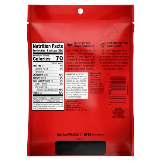 Jack Links Sweet Barbeque Chicken Tender Bites, 1 Ounce -- 48 per case