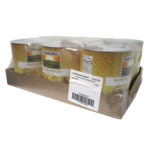 Sunsource Merit Fancy Sliced Apples in Water, 104 Ounce -- 6 per case
