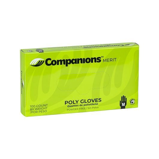 Companions Merit Medium Poly Gloves, 100 Count -- 10 Per Case