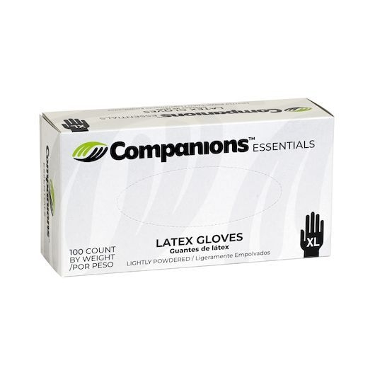 Companions Essentials Extra Large Powdered Latex Gloves, 100 count -- 10 per case