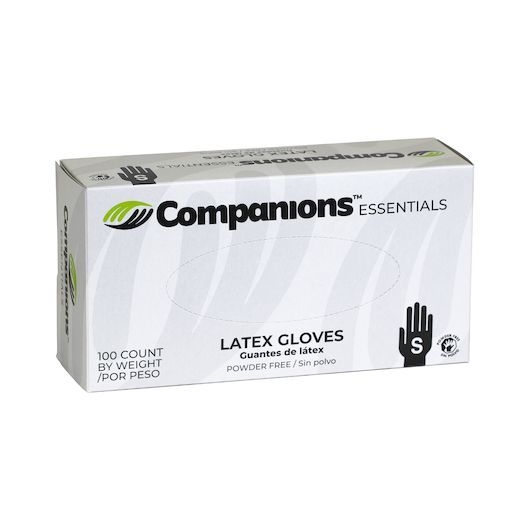Companions Essentials Small Powder Free Latex Gloves, 100 Count -- 10 Per Case