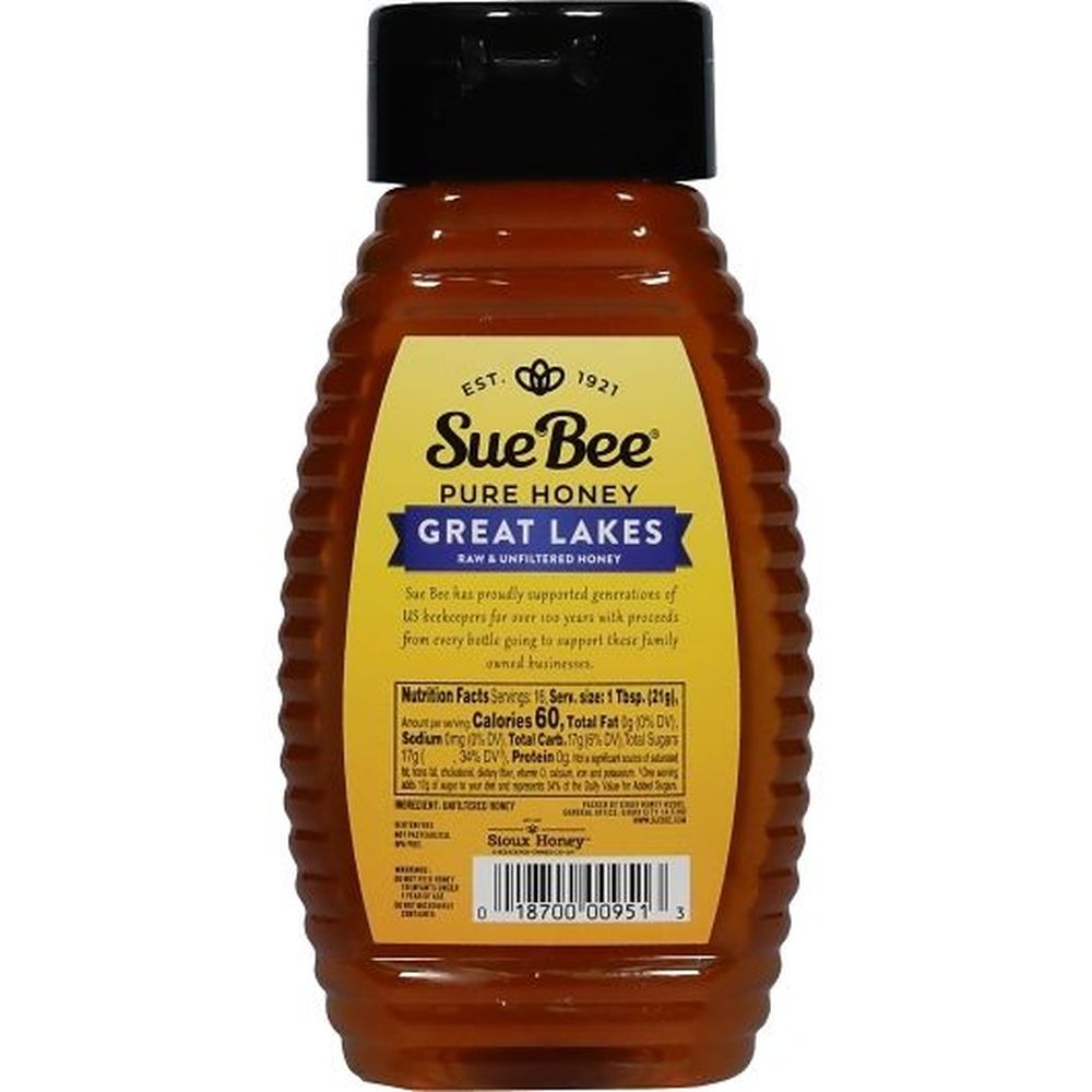 Sue Bee Regional Great Lakes American Grade A Honey, 12 Ounce Bottle -- 6 per case