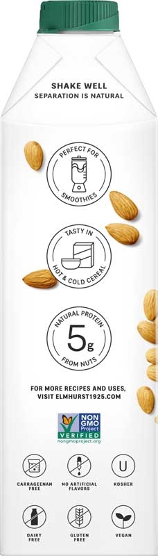 Elmhurst Milked Unsweetened Almonds, 32 Fluid Ounce -- 6 per case